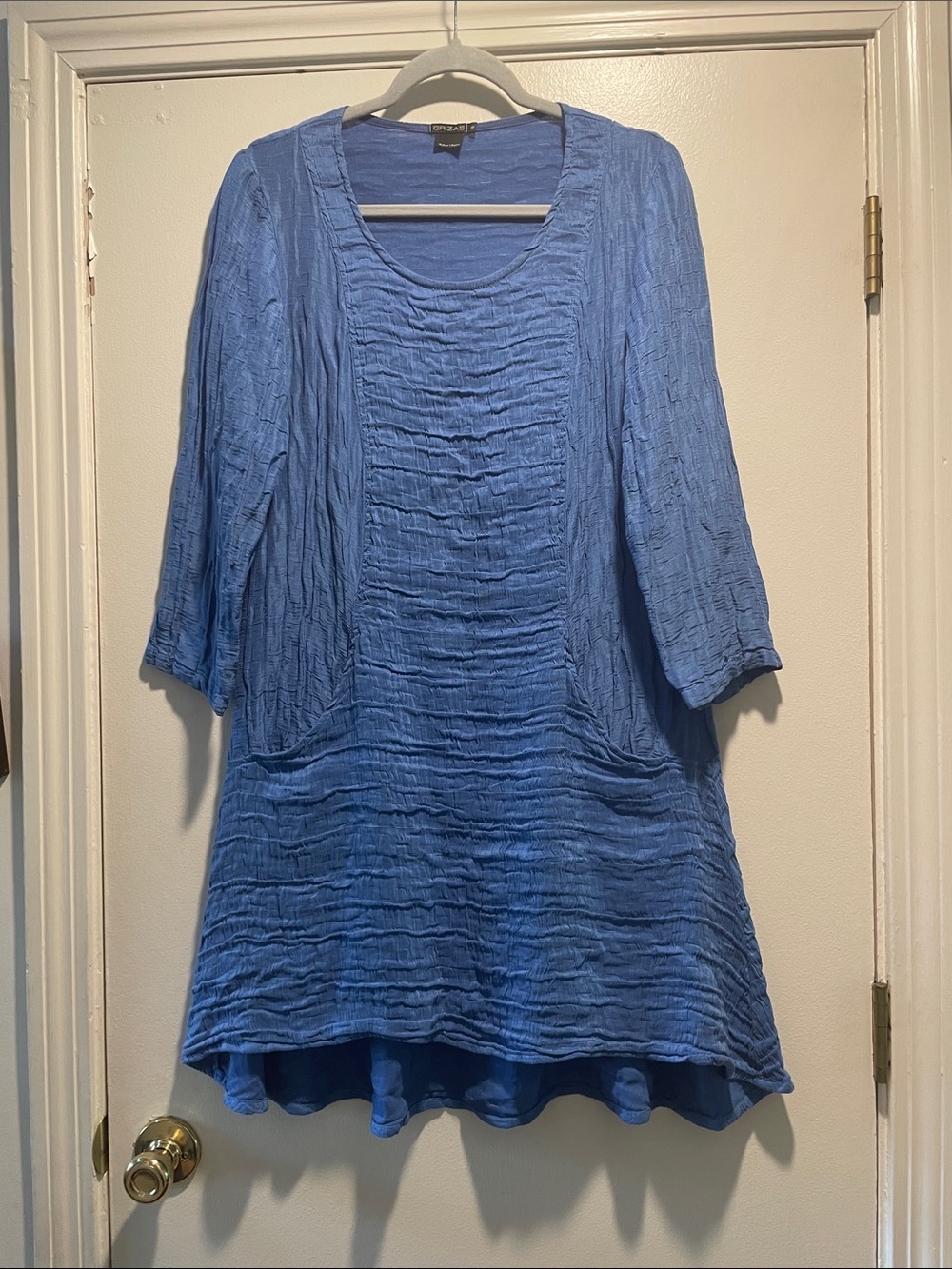 Grizas Periwinkle Crinkle Tunic with Scoop Neck